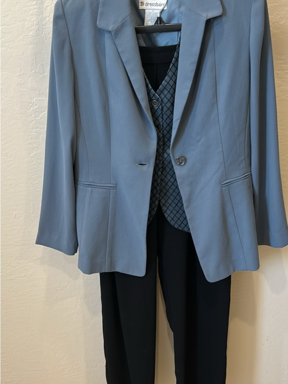 Vintage dressbarn Dusty Blue Blazer with Patterned Vest